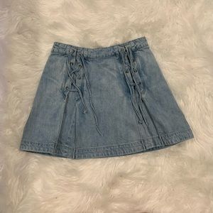 FREE PEOPLE LACE UP JEAN SKIRT